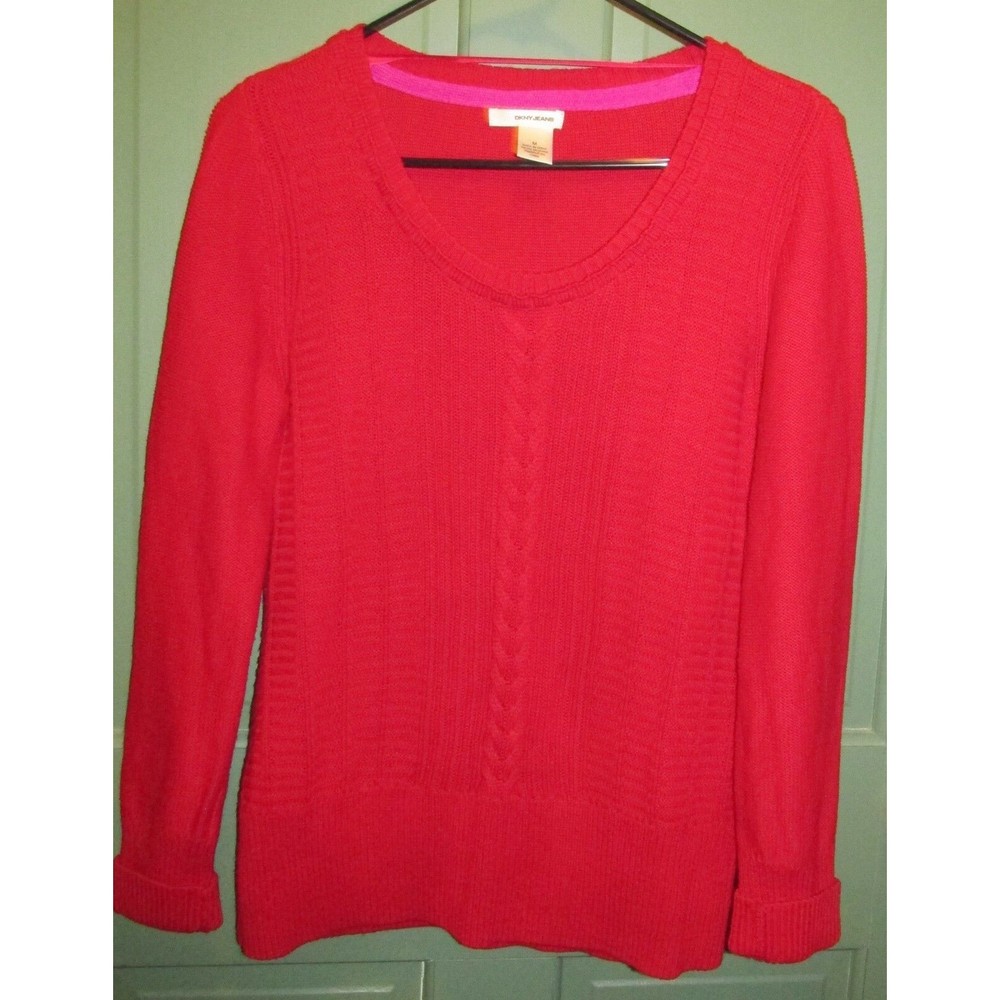 DKNY Jeans Women's Red Long Sleeve Sweater Size M